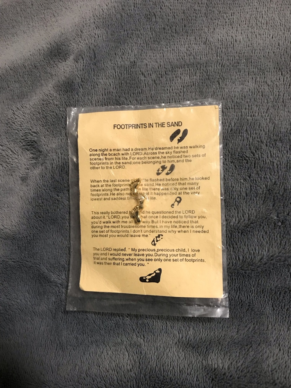 Gold Tone Dainty Footprints Christian Pin Brooch